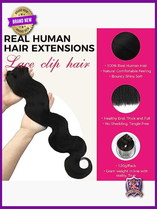 14in 7pcs 120g Clip in Hair Extensions Real Human Hair Body Wave main image 5